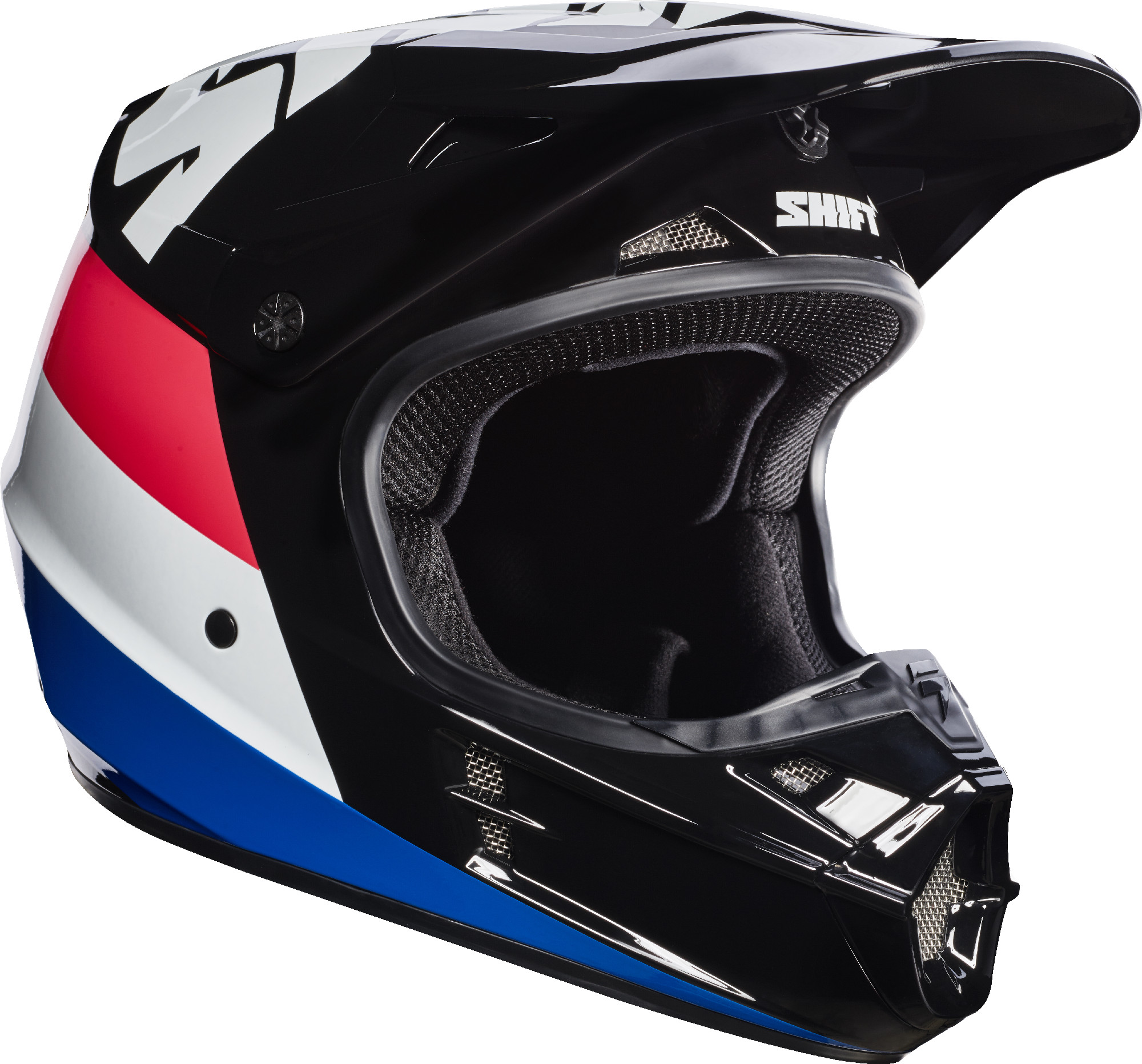 Shift Racing Black/Red/Blue White Label Tarmac Dirt Bike Helmet MX ATV