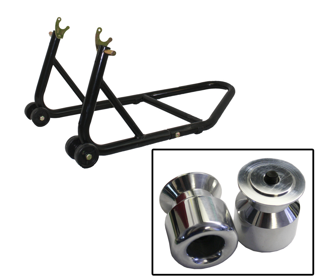 Aluminum Black Rear Stand w/ Aluminum Slider Spools Kawasaki Ninja 650R