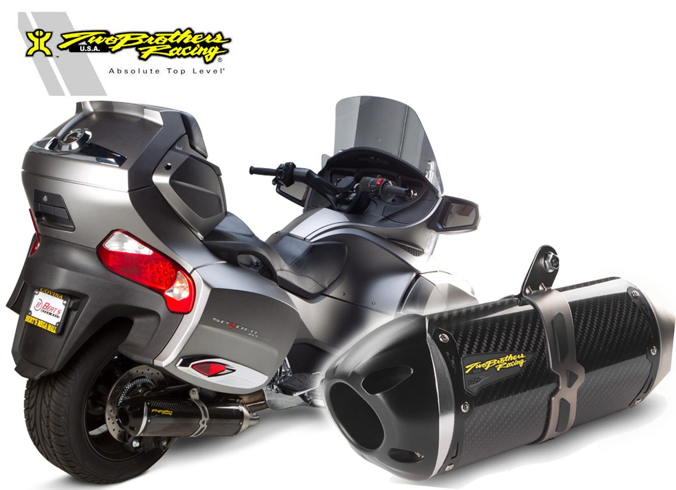 Two Brothers Racing SR1 CanAM Spyder RT 1415 SlipOn Carbon Fiber