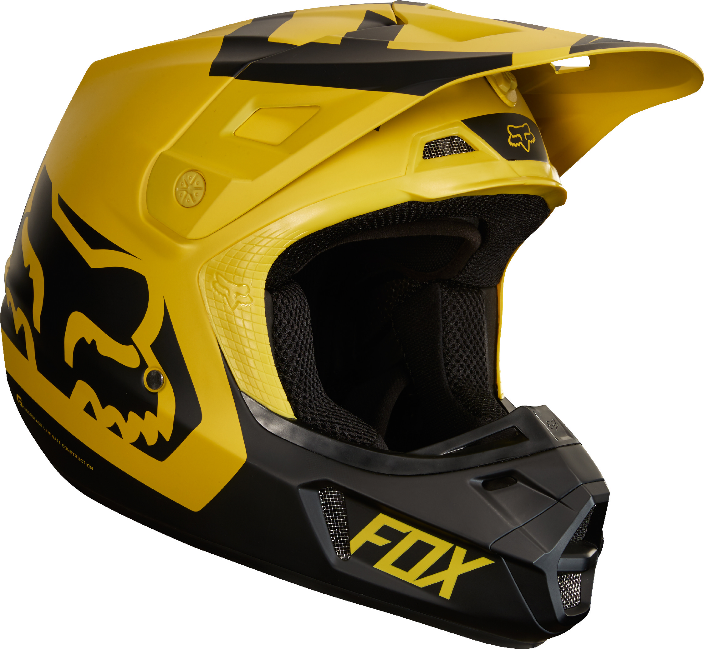 Fox Racing Adult Dark Yellow/Black V2 Preme ECE/DOT Dirt Bike Helmet MX ...