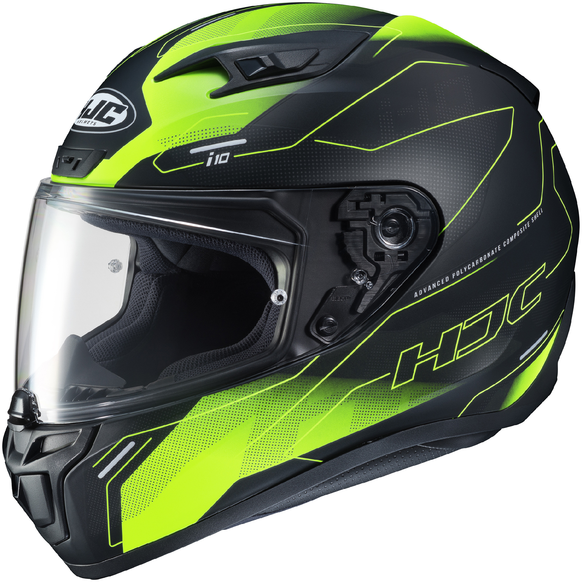 HJC Adult Hi-Vis Yellow/Black i10 Taze Full Face Motorcycle Helmet | eBay