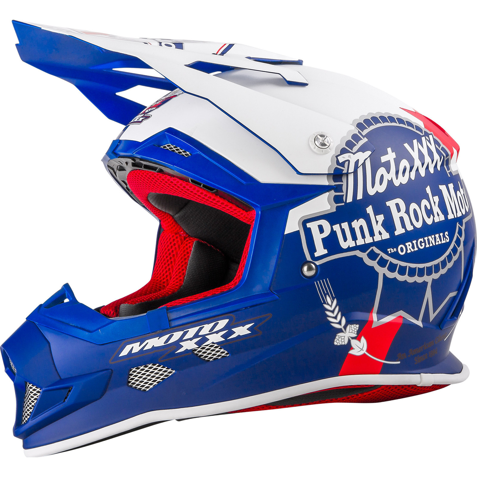 red and white dirt bike helmet