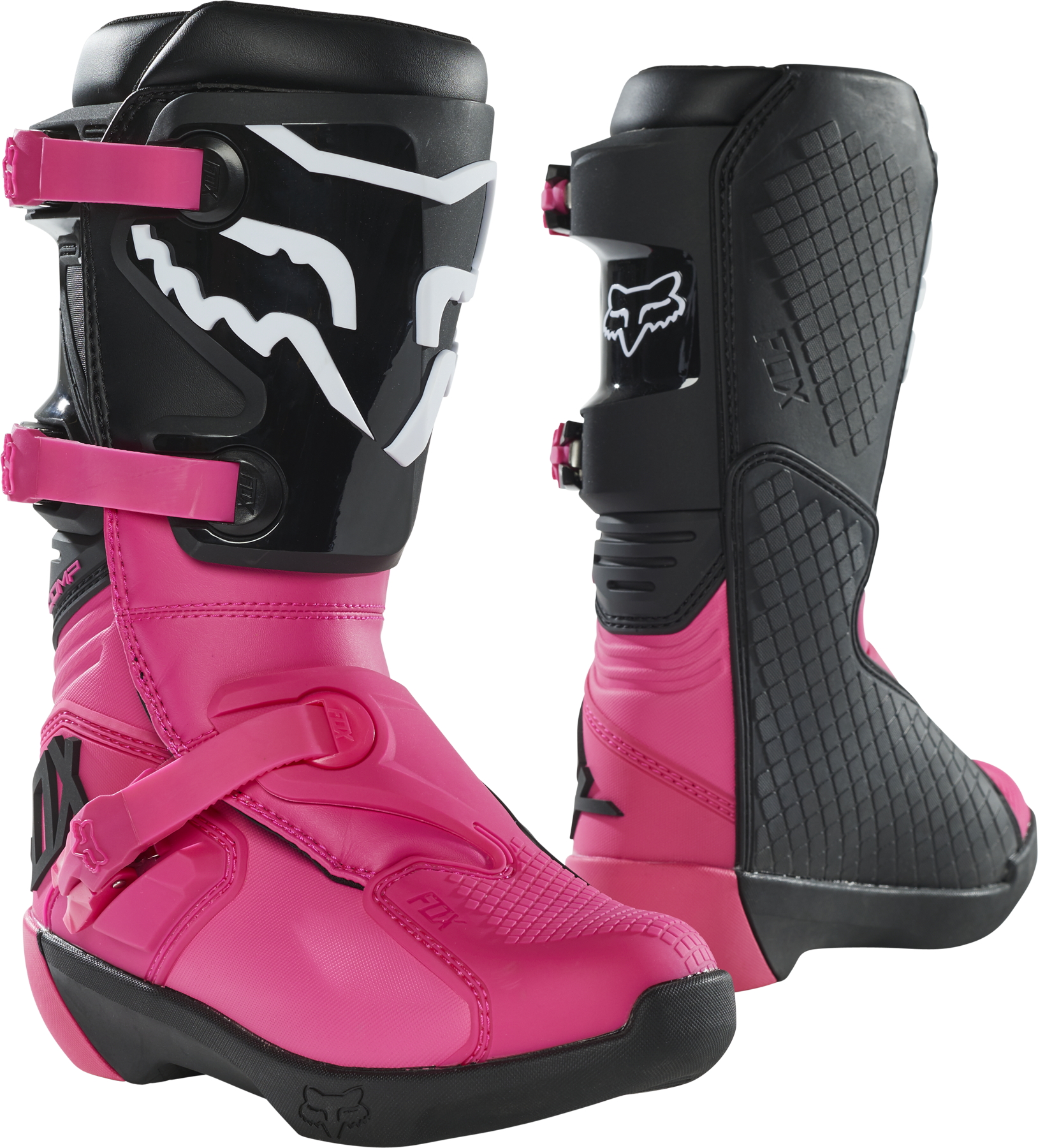 Fox Racing Youth Black/Pink Comp Buckle Dirt Bike Boots 2023 MX